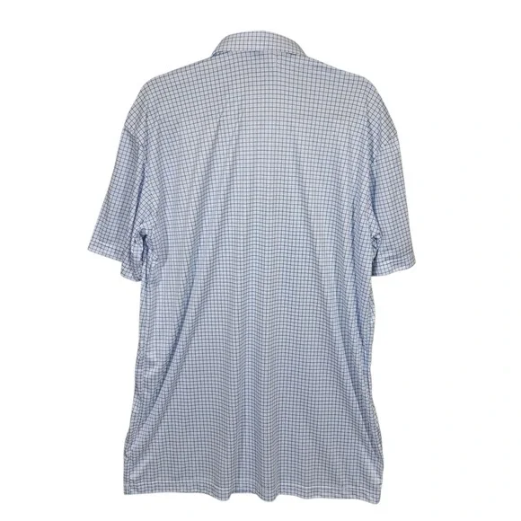 Collars & Co Mens Semi Spread Collar Polo Shirt XL Tall Thin Navy Check Office - Picture 2 of 15